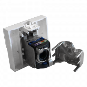45x45 Mosaic insert, RJ-45 STP, category 6, with shutter and enlarged label field, white